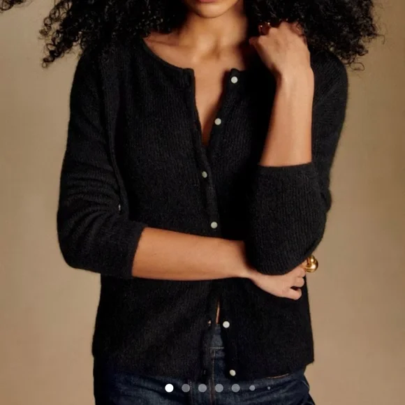 Sézane Gaspard Cardigan Black Mohair Blend Button Sweater S - Picture 1 of 10